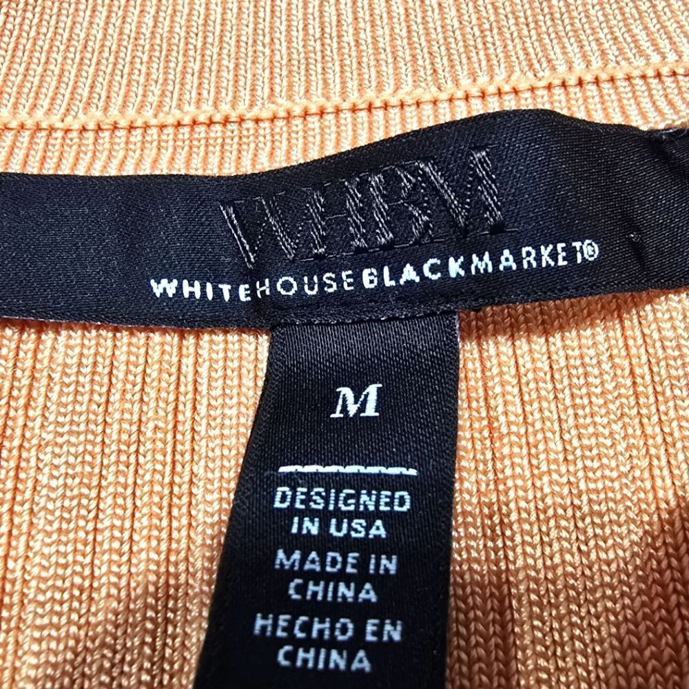 NEW- White House Black Market Orange Fitted Ribbed Polo Tank - Picture 3 of 6